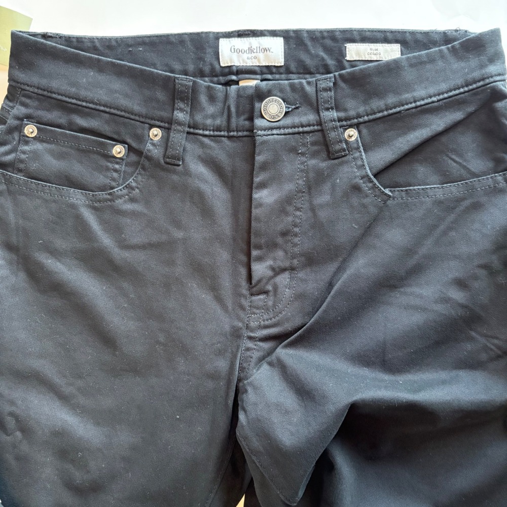 Goodfellow & Co Men's 30x30 Ebony Black Slim Fit Pants Casual Stretch - Picture 5 of 9